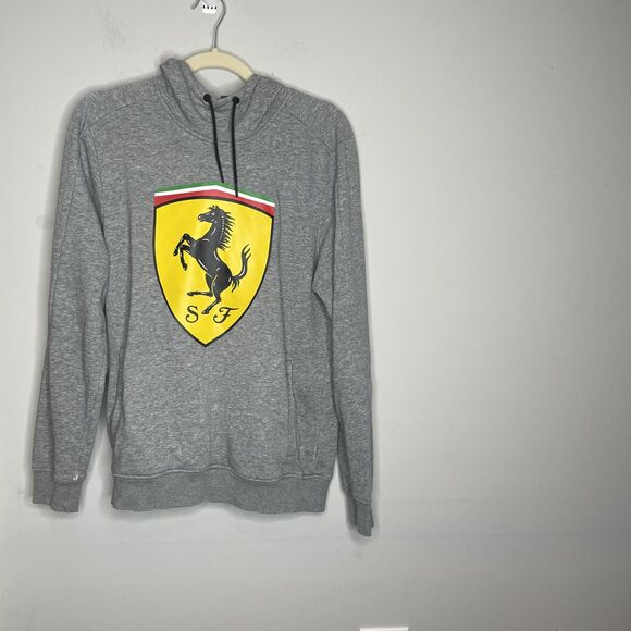 Puma Ferrari Hoodie Mens Small Gray Scuderia SF Pullover Sweatshirt Official F1 - Picture 1 of 14